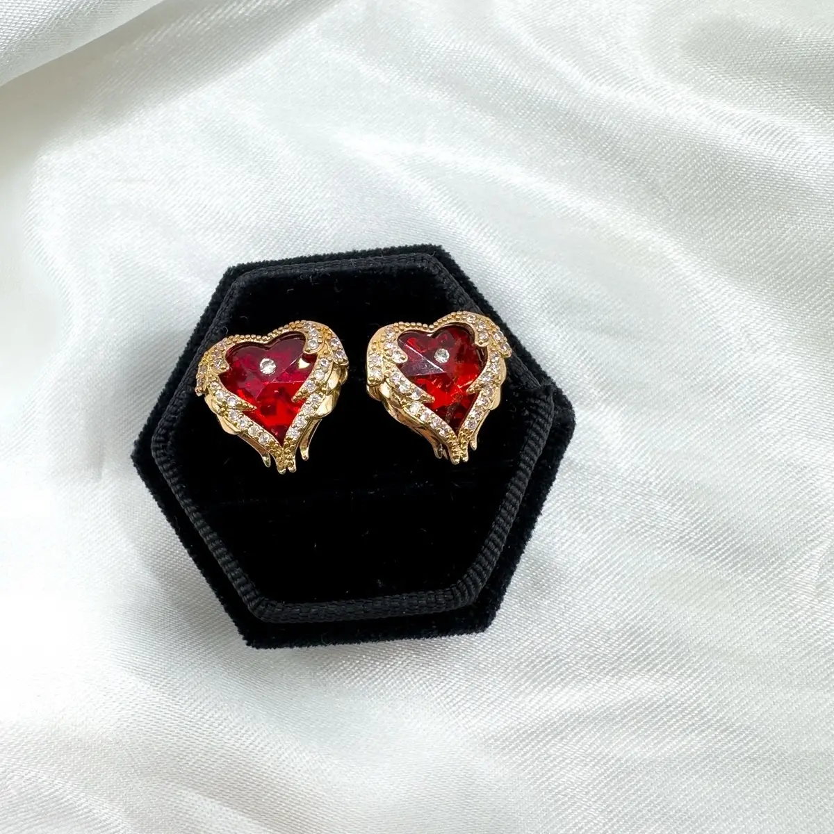 Crystal rhinestone Heart shape stud earrings
