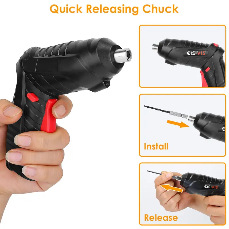 Cordless Drill Electric Screwdriver 47PCS Set Drill Driver Bits Rechargeable Kit 8