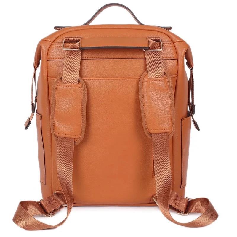 Premium Vegan Leather Changing Backpack with Reid & Twin mat and wipe pouch, Gold YKK Zips, Large Capacity Diaper Bag for Baby with Insulated Pockets and Pram Clips 7