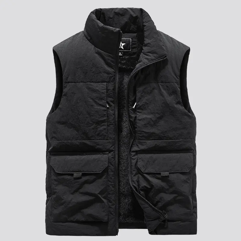 FaShion Large Male Warm Waistcoat Fleece Vest Men Men's Multi-Pocket Clothing Winter Vest Jackets Sleeveless Coat 4