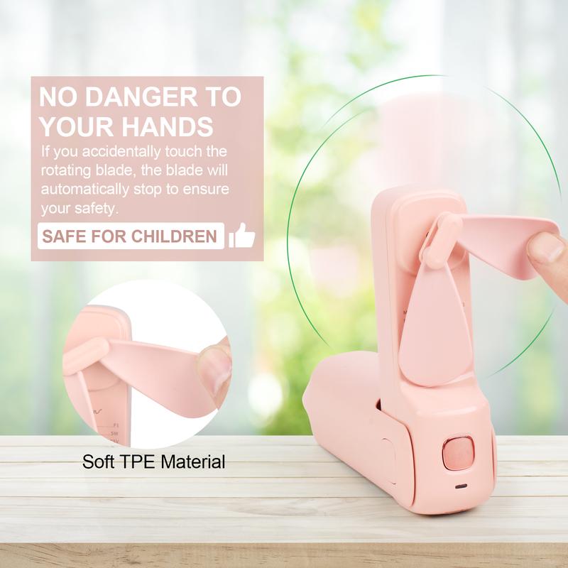 Multipurpose Mini Desk Fan with Flashlight, 24h Long Working USB Rechargeable Folding Pocket Fan for Baby Bedroom Home Night, Mini Handheld Fan Gift For Mom Baby Outdoor Use 4