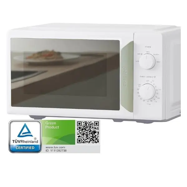 Comfee 700W Manual Microwave Oven with 5 Power Levels and Timer, 19L Capacity, Sage-Green Handle and Mirror Door