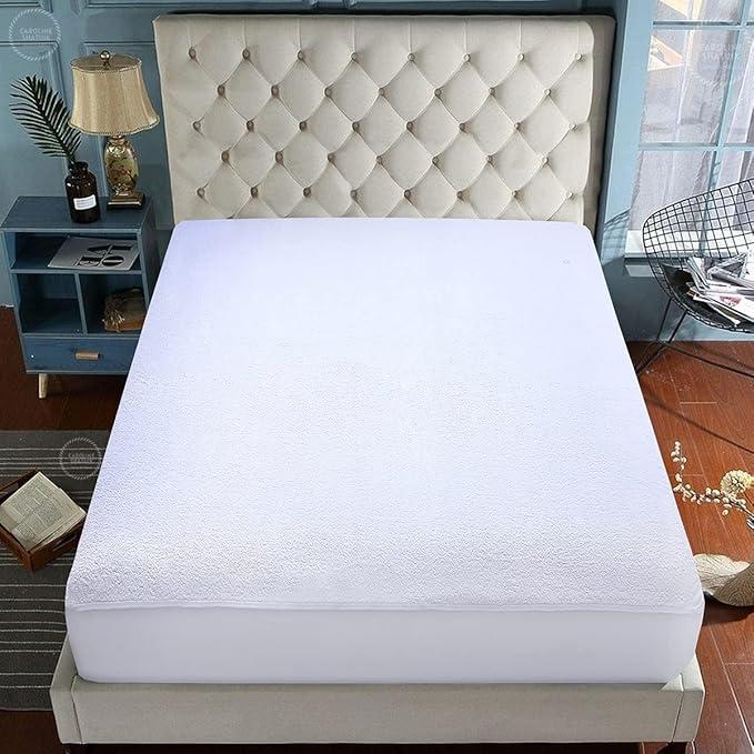 100% Waterproof Mattress Protector | Soft Terry Towel Cotton Mattress Cover | Anti Allergy, Noiseless, Super Absorbent and Breathable | Extra Deep 40 cm Fitted Style Skirt | Machine Washable Mattress Cover all Sizes | 1
