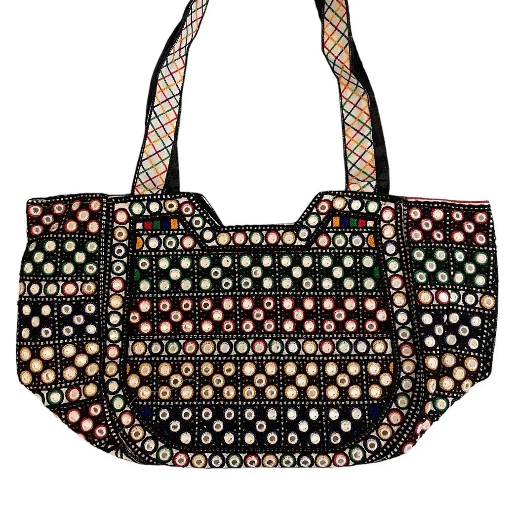 Womens Large Shoulder Bag White with Double Mirror design