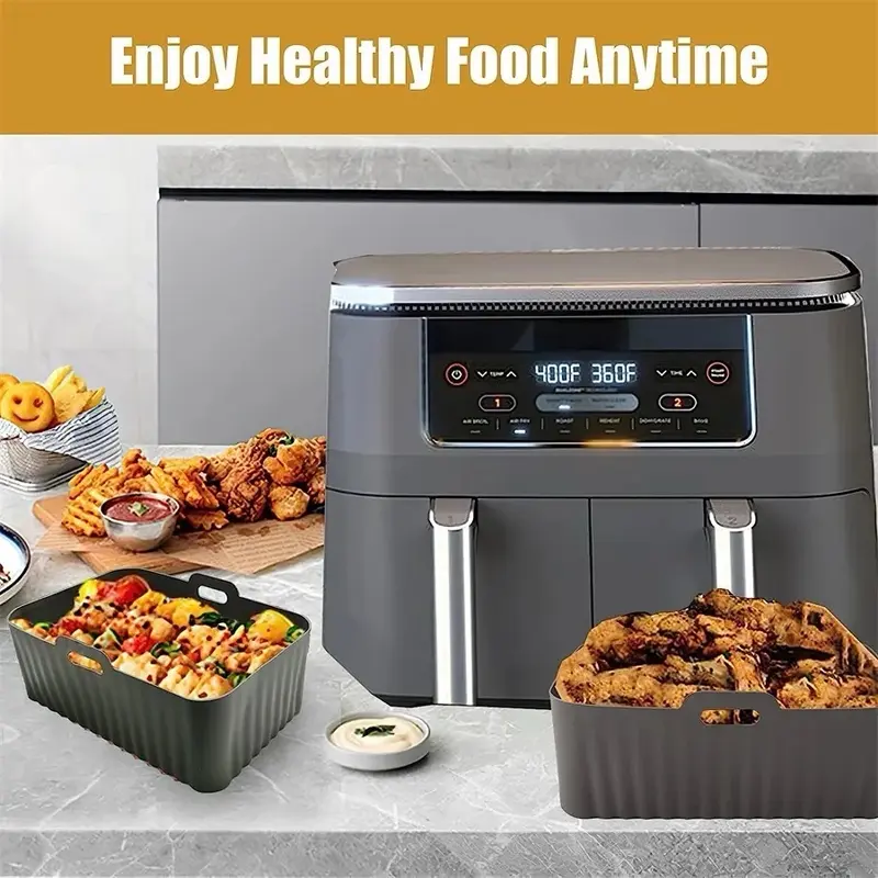 VegiMax Silicone Air Fryer Liner 2Pack for Ninja Dual Air Fryer Accessories 5