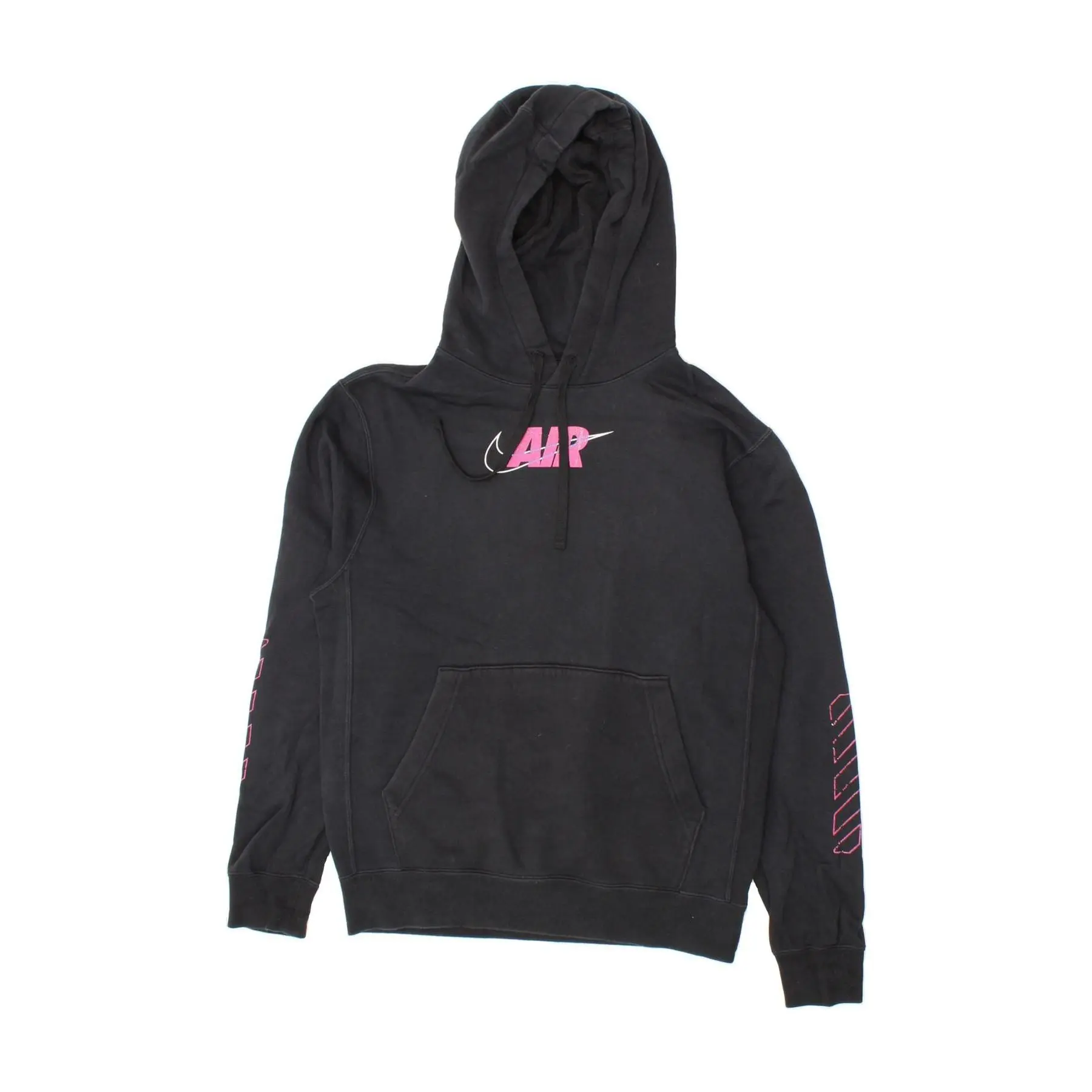 Pre-Owned Vintage NIKE Mens Graphic Hoodie Jumper Small Black Polyester
