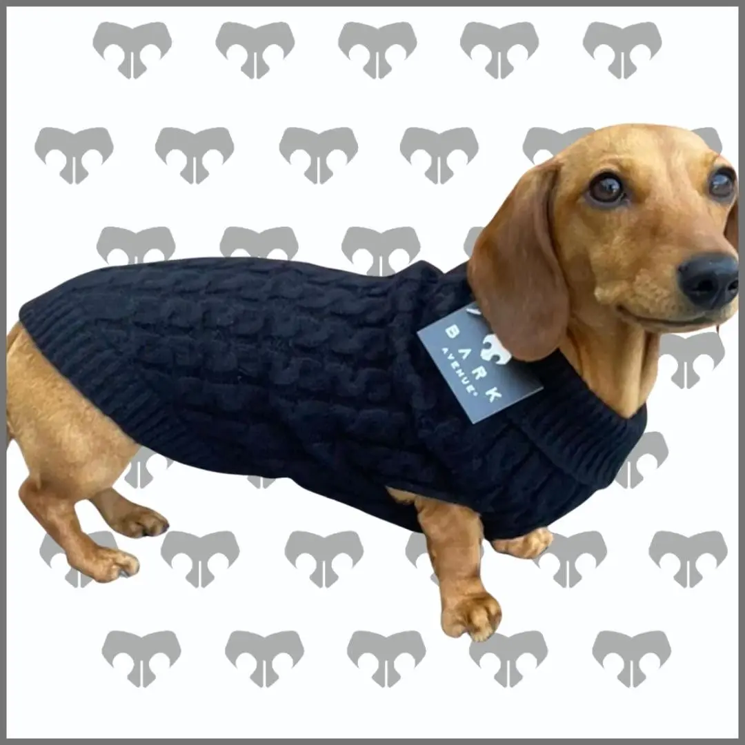 BARK AVENUE Luxury Cable Knit Jumper - Matte Black