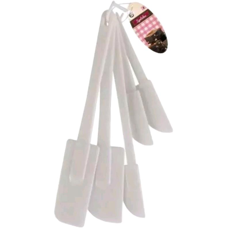 5 PCS White Spatulas Mixing Set Utensils Cake Cooking Baking Kitchen Bakeware Plastic Handles Steel Oven 1