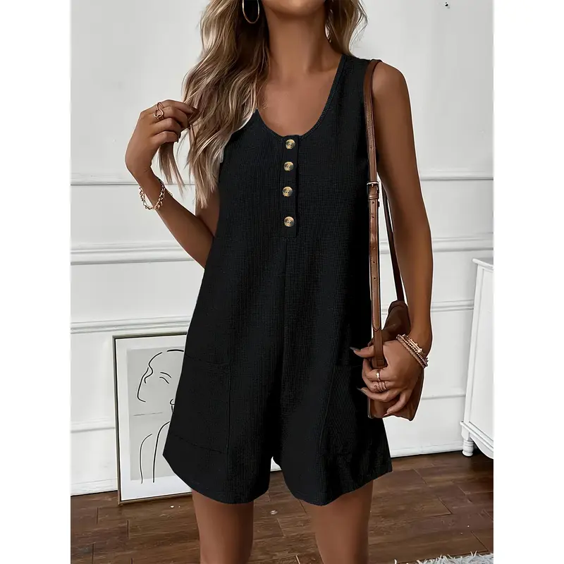 Vibrant Sleeveless Romper Jumpsuit - Women's Casual Loose Fit Rompers for Spring & Summer - Soft, Breathable, Comfortable, and Stylish Clothing for Ladies 3
