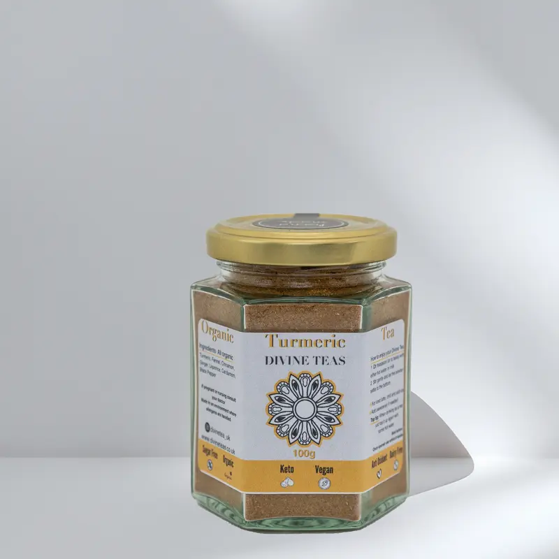 Divine Teas - Organic turmeric tea 75g jar 1