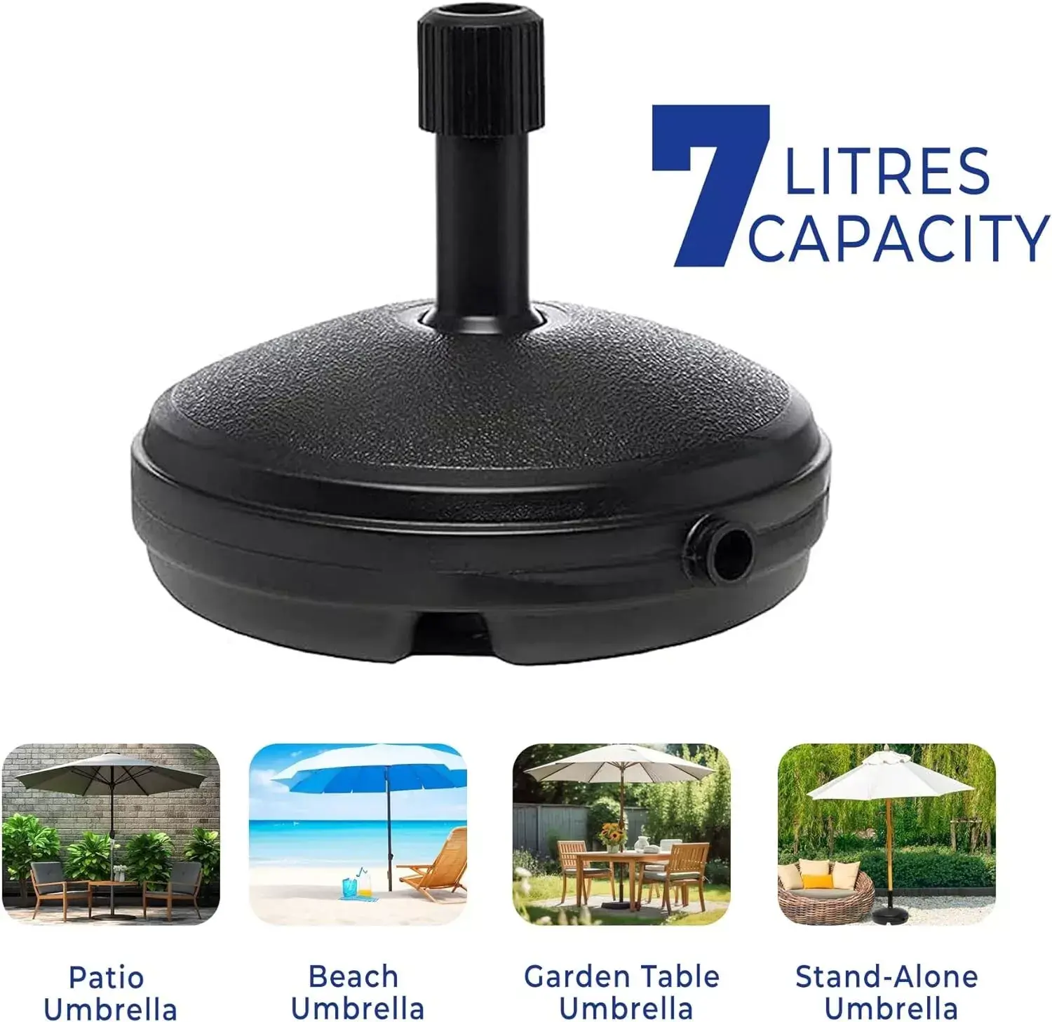 Strata Products GN351 Ward Parasol Base 7Ltr Ward Parasol Base 7Ltr Strata Products GN351 Umbrella holder Plastic Water Filled Round Garden Parasol Base, Umbrella Stand Black