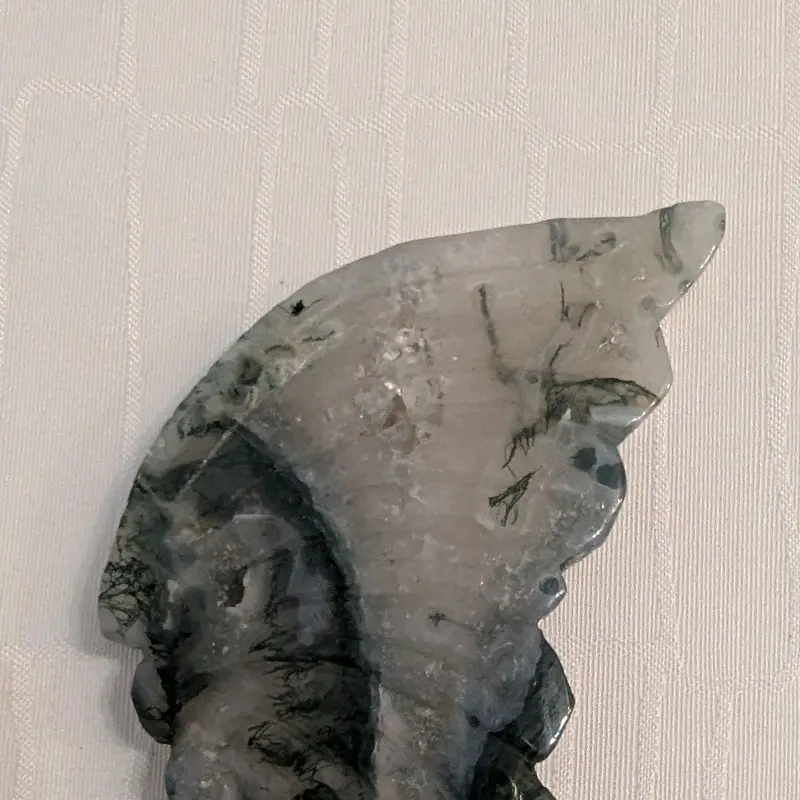 Stunning Moss Agate Butterfly Wings with Stand 8