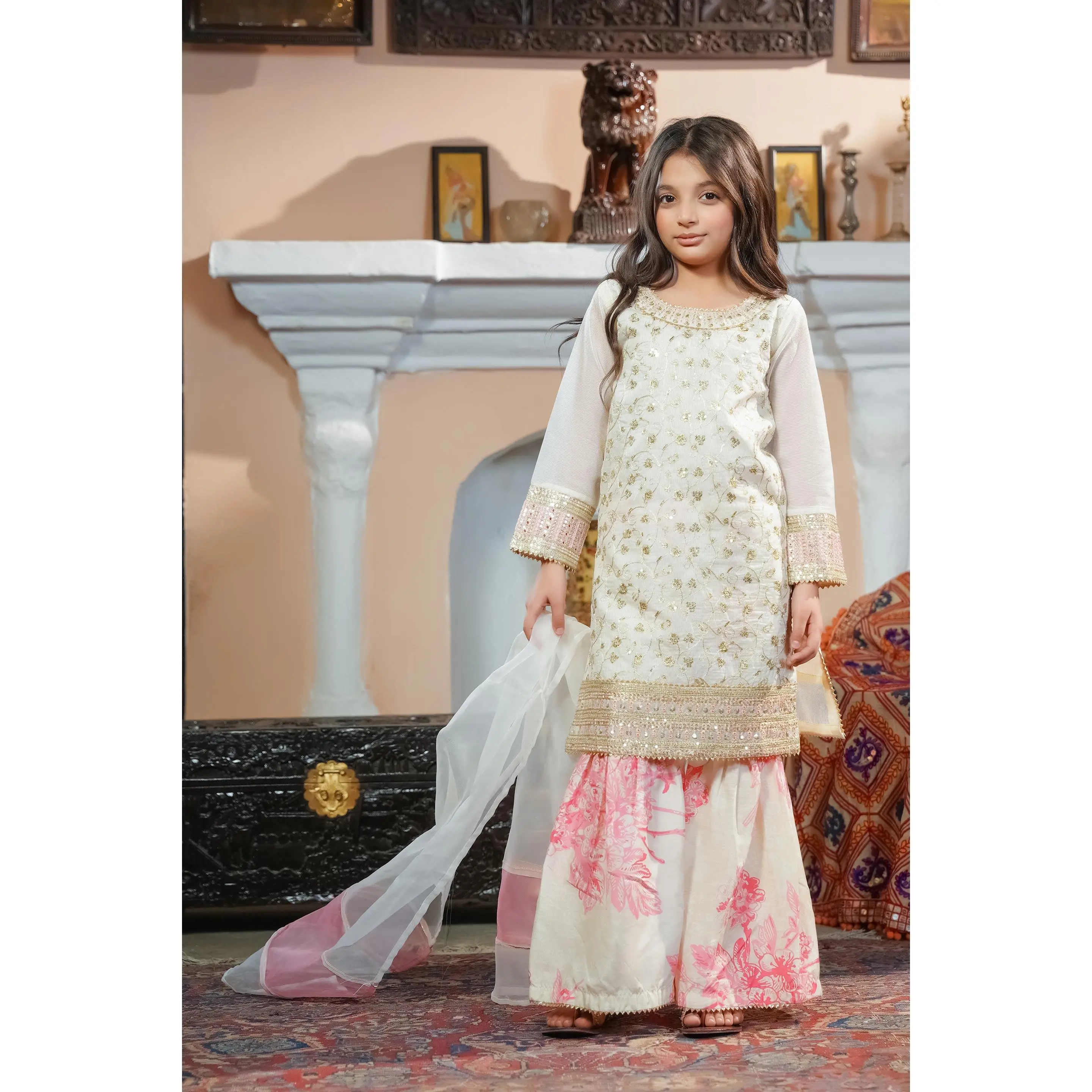 Motif Kids Embroidered Suit