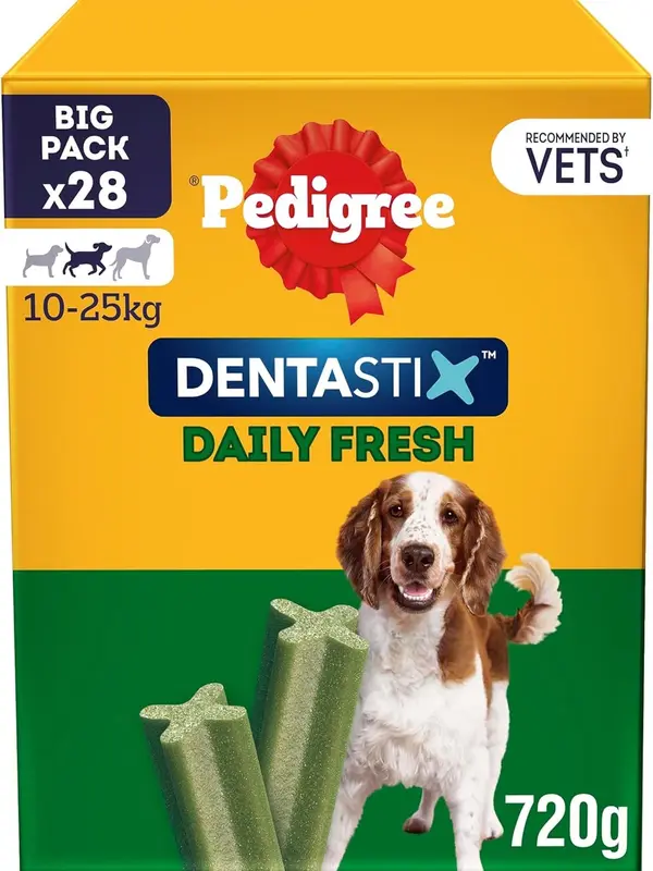 Pedigree Dentastix - Fresh Daily Dental Chews Medium Dog, 112 Sticks - 2.88 kg MegaPack (4 x 28 Sticks) 0