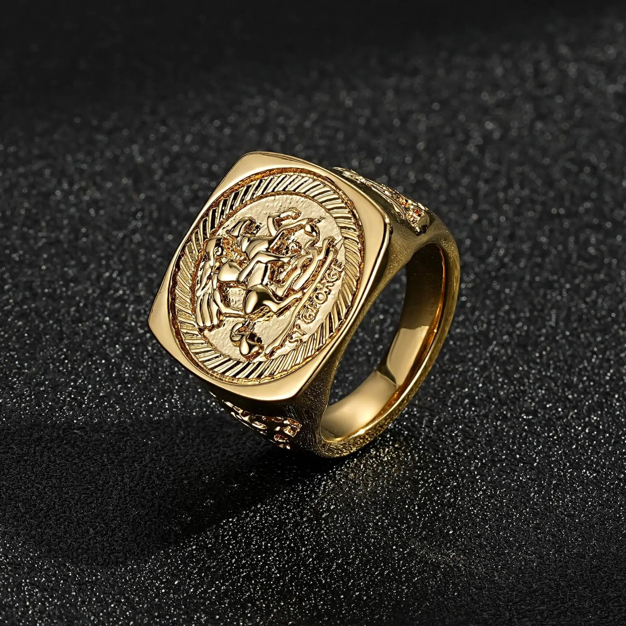 Gold Dragon Slayer Sovereign Ring Size R/V