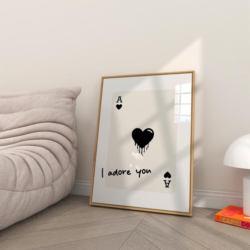 I adore you print, neutral wall prints, wall decor art, neutral home, minimalist style, Beige prints, love heart, Fred again lyrics, Photo Poster Decoration 0