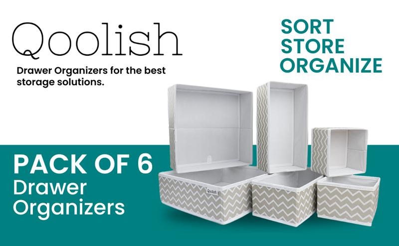 Product Introduction of Qoolish Drawer Organiser Set of 6 - Sturdy Clothes Drawer Organizer for Bedroom, Wardrobe and Drawer Boxes Lightweight   Shiny Pack Multicolor 0