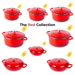 Cast Iron Casserole with Lid -  Red Cookware Collection – Non Stick Dutch Oven Pot, Oven Safe up to 500° F – Ovenproof Enamelled Stockpot  - by nuovva