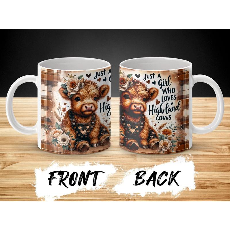 Highland Cow Mug Just a Girl Who Loves Highland Cows Cute Farm Animal Lover Gift Highland Cow Art Coffee Tea Mug Drinkware Washable Ceramic Cup obsession 3