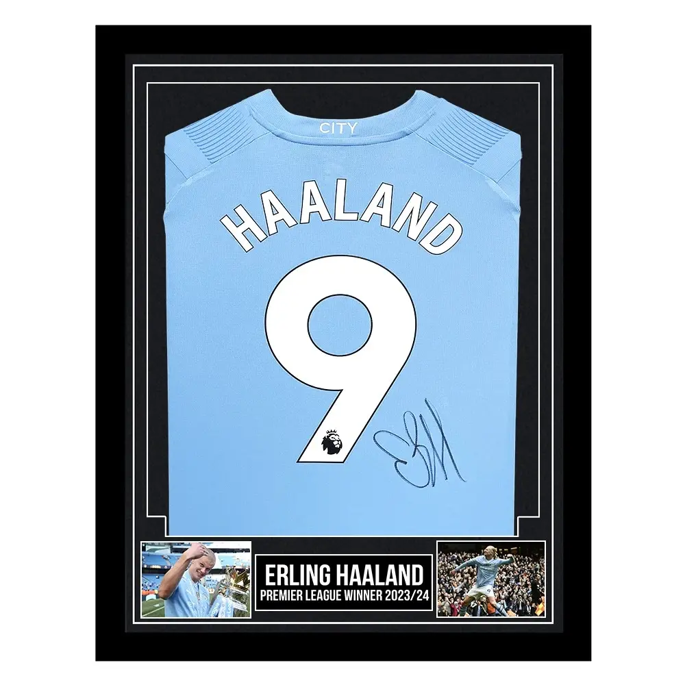 Signed Erling Haaland Shirt – Premier League Winner 2023/24 Poster Wall Décor
