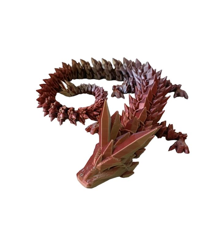 Flexi / Articulated Crystal Dragon. Large high quality 3D printed fidget / anxiety toy / ornament / sculpture Decor Gift Movable sensory 3
