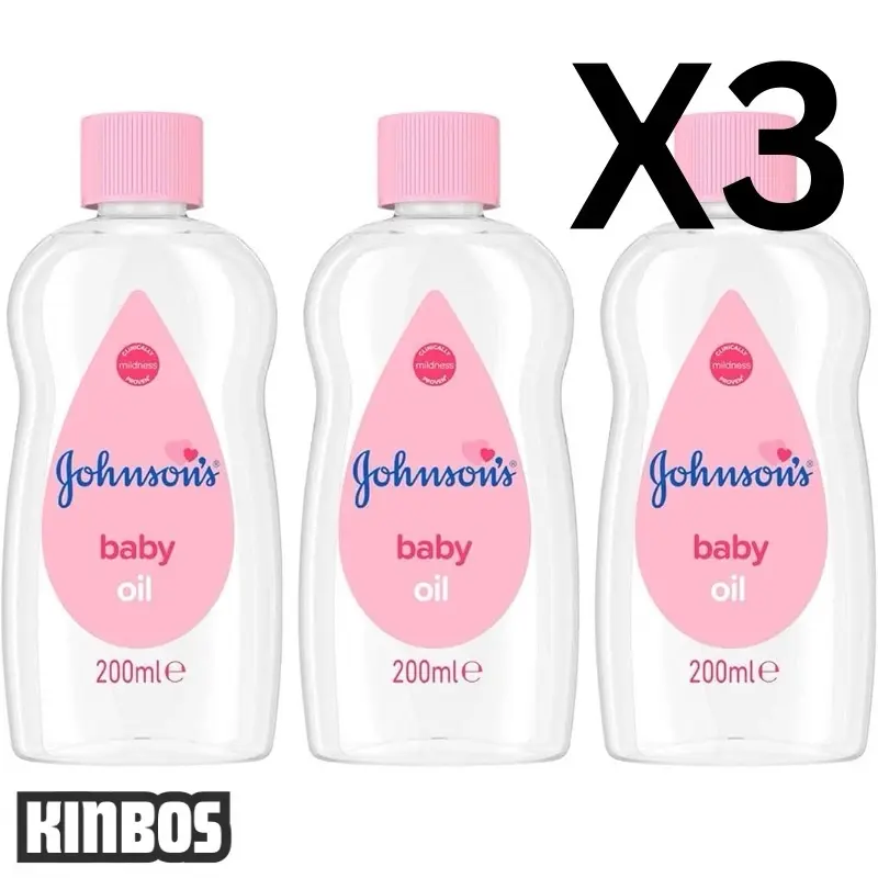 X3 Johnson's Baby Oil (200ml) Moisturising Baby Oil to Protect Delicate and Dry Skin, Hypoallergenic and pH-Balanced Baby Oil Ideal for Baby Massage and as Moisturiser for Dry Skin to Soften Hands and Body