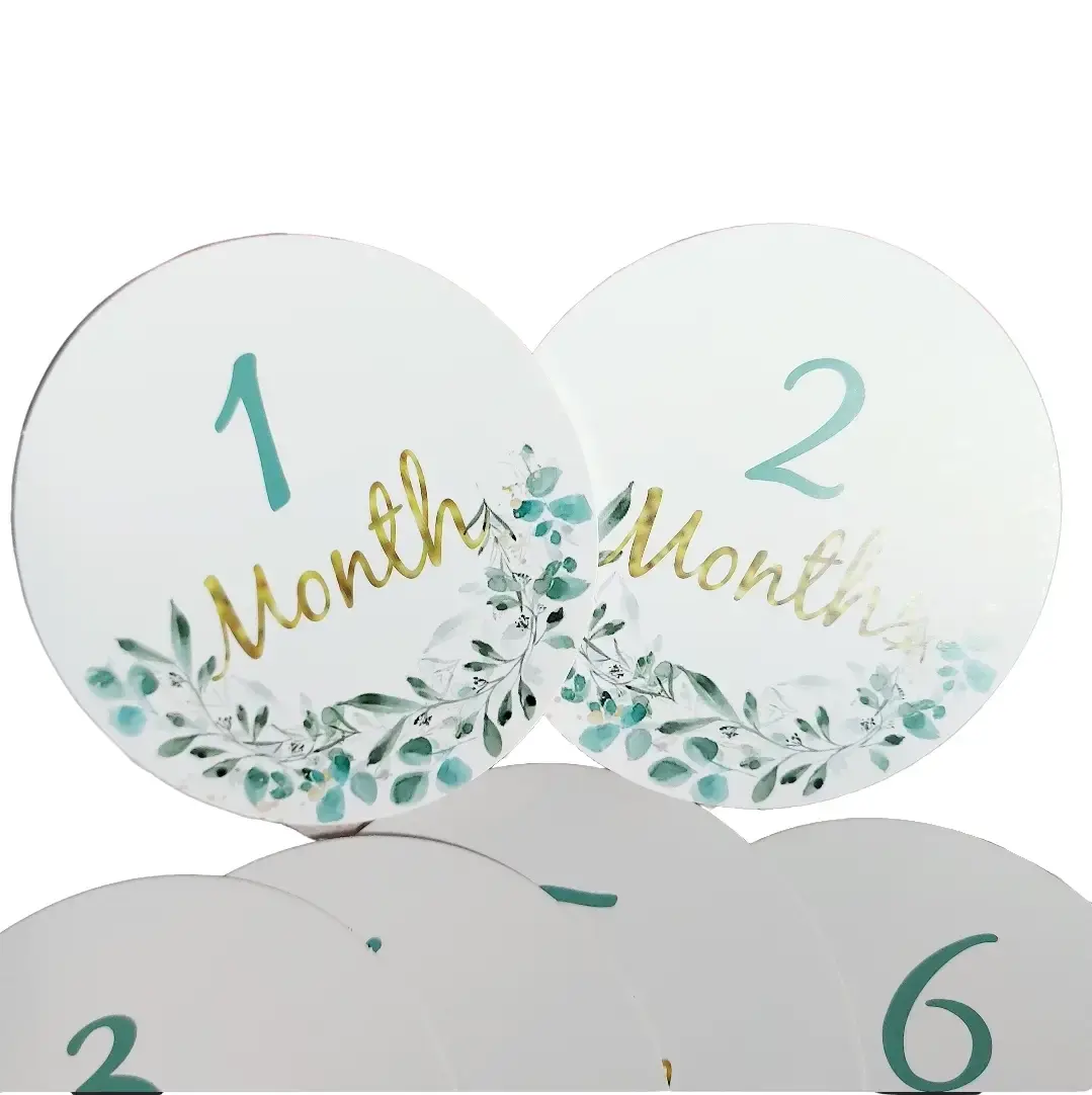 Floral Baby Milestone Discs Set, First Year, Photo Props, 12 Months New Baby Photos Camera Smartphone