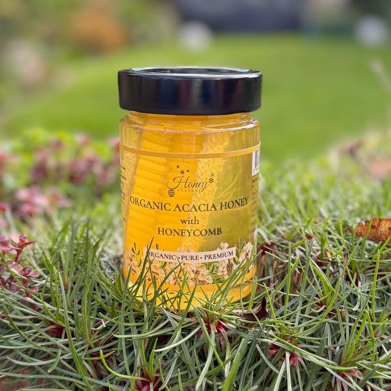 Organic Raw Acacia Honey with Honeycomb 500g Flavor Sweet 4