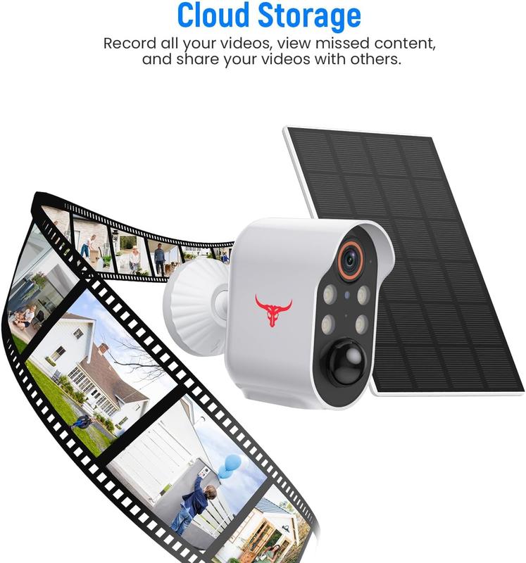 Uk Stock 1080p Wireless Solar Security Camera with 4 Spotlights for Indoor Outdoor Use, AI Human Detection, Live View, 2-Way Talk, Night Vision, 2.4G WiFi Only, Cloud Storage 7