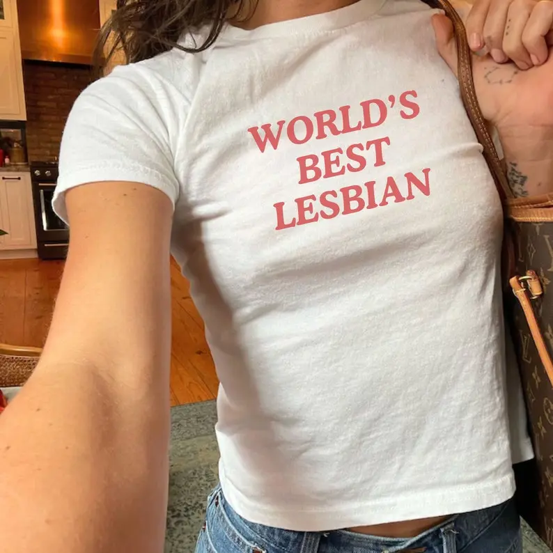 World's Best Lesbian Babytee Shirt, Y2K Clothing, Funny Gay Graphic Tee, Women Summer Outfit, LGBTQ+ Top