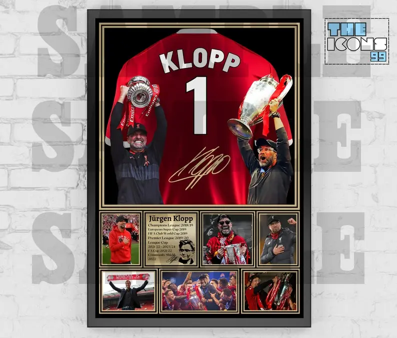 Liverpool FC Legend Jurgen Klopp Football Shirt Back Print / Poster / Framed Memorabilia / Collectible / Signed