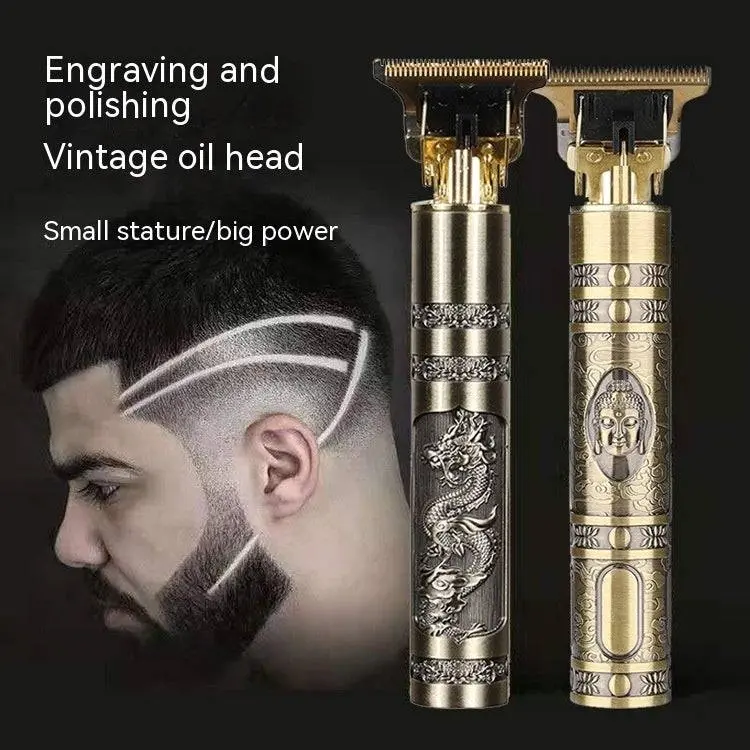 Electric Metal Hair Clippers with Buddha Head & Dragon Phoenix Design