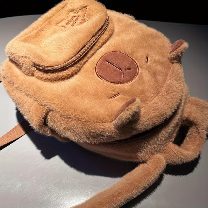 Product Introduction of New Capybara Plush Capybara Backpack Cute Versatile Furry Bag Female Cartoon Small Backpack 8