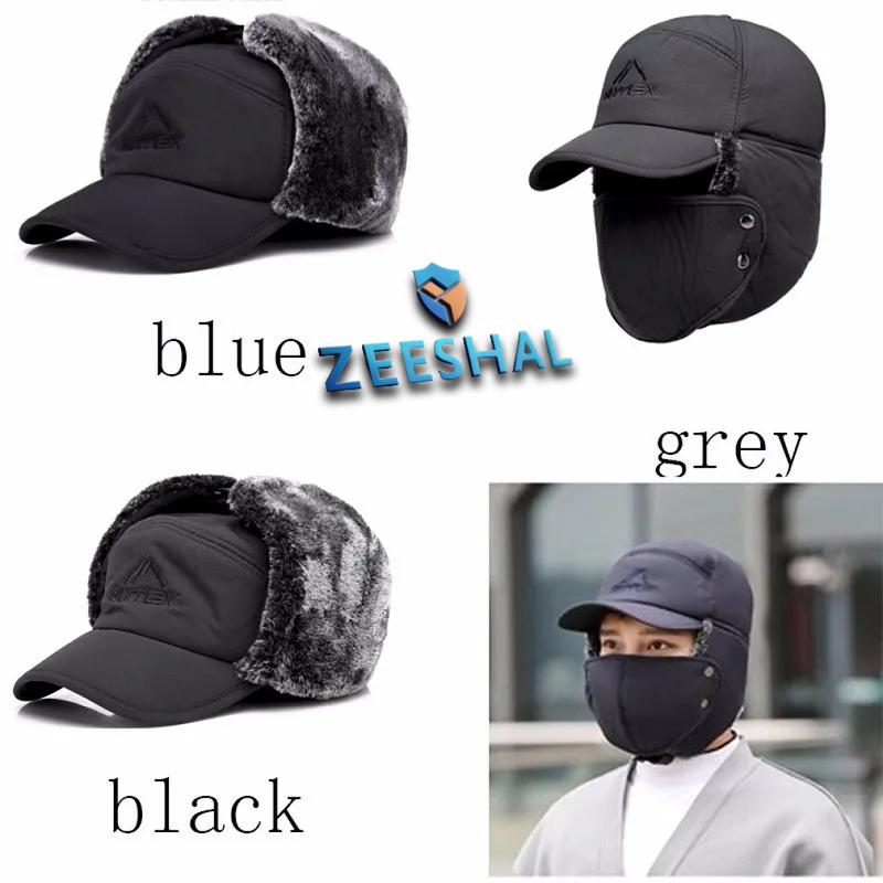 Winter Fur Warm Windproof Hat Men Women Lei Feng Cap Bomber Faux Fur Ear Flap Cap Black Ski Trooper Trapper Cold Anti-snow Cap 5