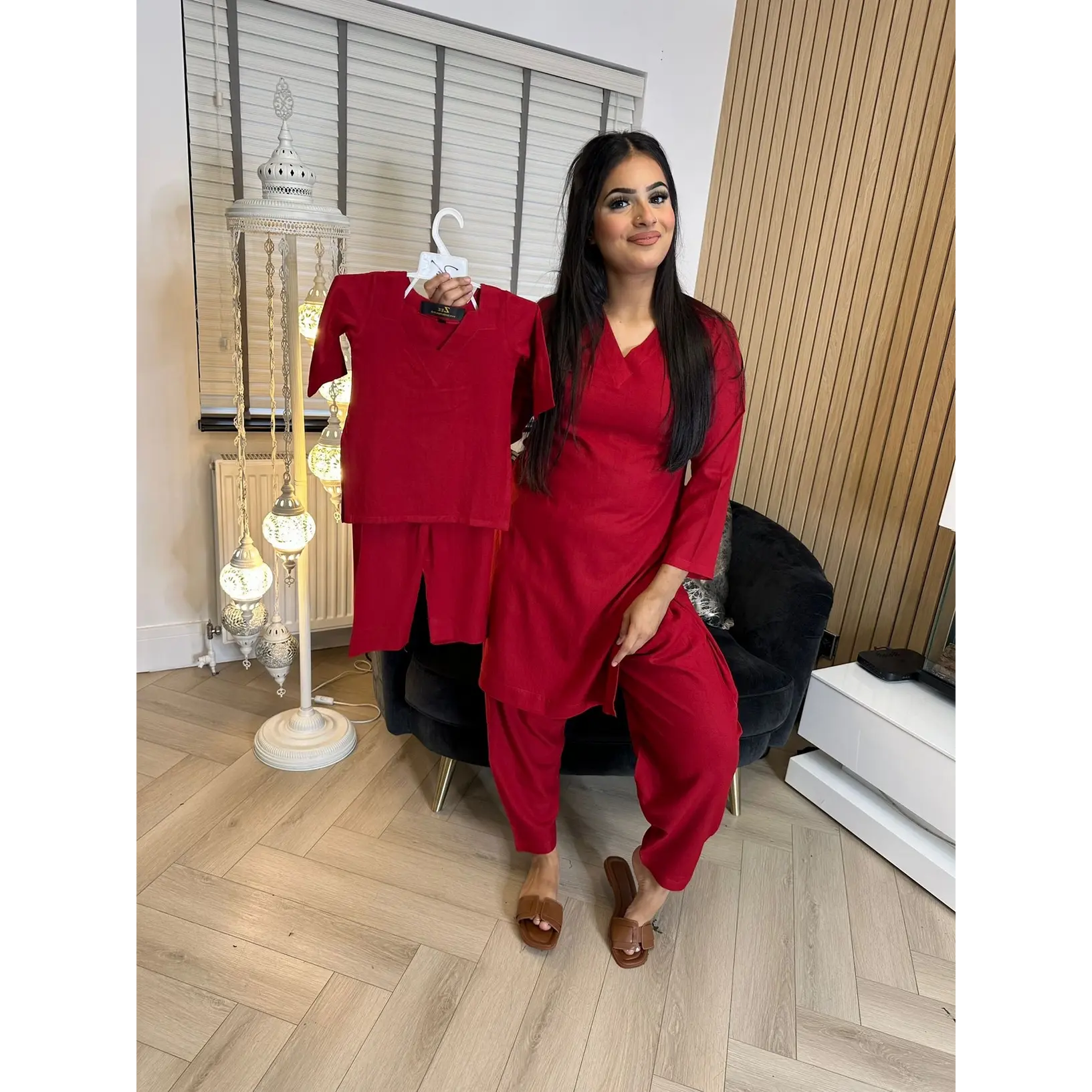 Leela M&D Shalwar- Red