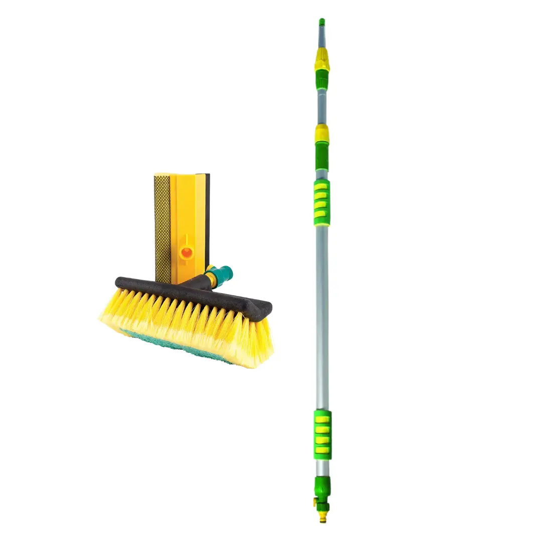 10FT Water Fed Telescopic Window Cleaning Pole Conservatory Roof Cleaner Brush