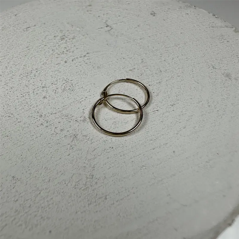 9ct Gold 12mm Sleeper Hoop Earrings 2
