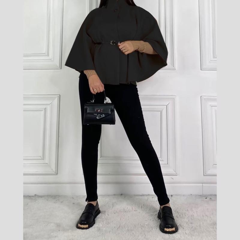 Belted Cape Coat | Women's Stylish Cape Jacket 3