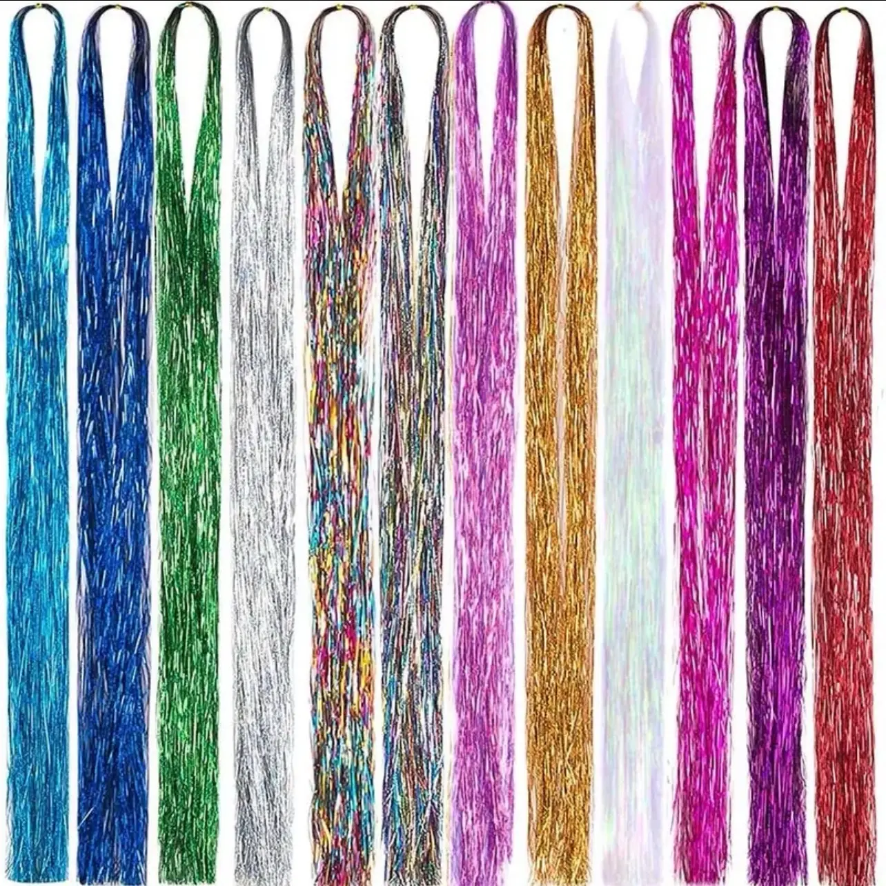 250 Strands Holographic Glitter Hair Tinsel Decoration