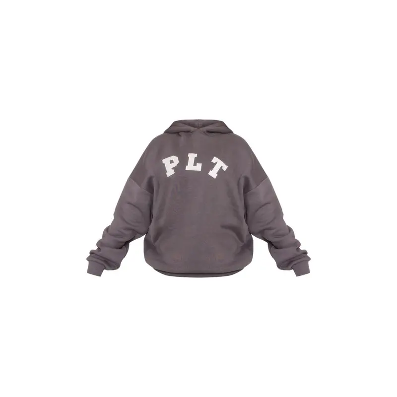 PRETTYLITTLETHING Charcoal Logo Oversized Hoodie 4