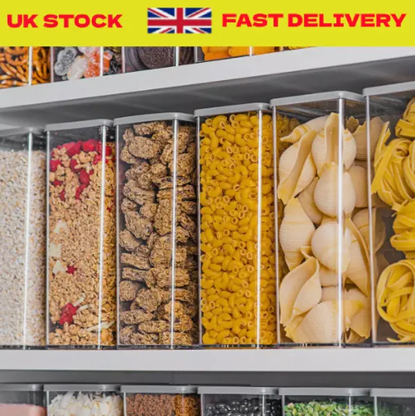 4x Stackable Airtight Food Containers Storage Kitchen Accessories Cereal Tub Lid