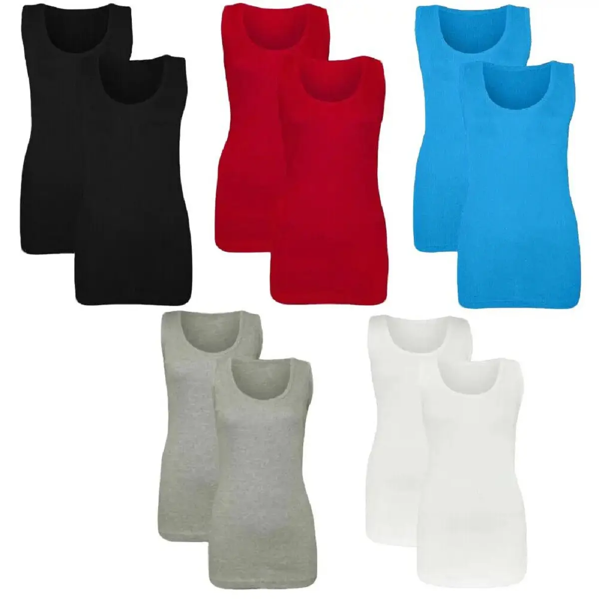 Ladies Vest Slim Fit Ribbed Cotton Tank Top-Casual Muscle T-Shirt For Women's Gym Wear Womenswear Tube Underwear Comfort Lady Basic Fitted Minimalist Stretchy