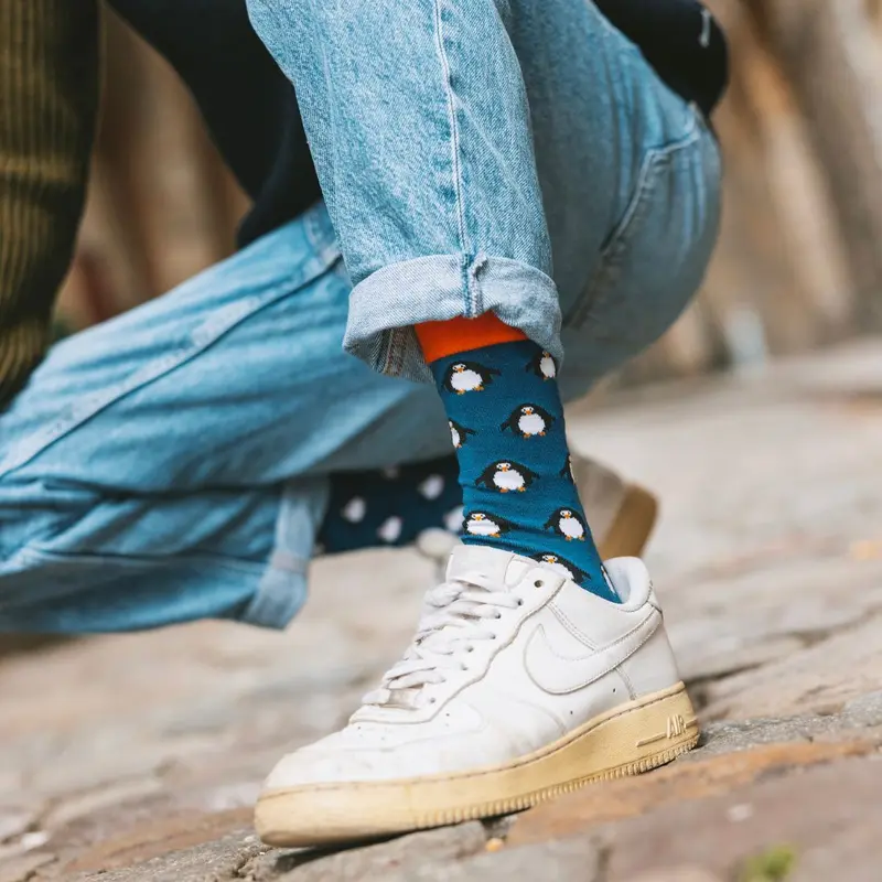 Navy Penguin Bamboo Socks 1