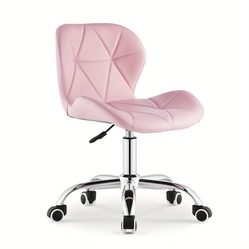 Office Desk Chair Faux Leather Adjustable Computer Chair with Wheels Home Office Chair with Chrome Base Padded Swivel Study Chair for Bedroom 2