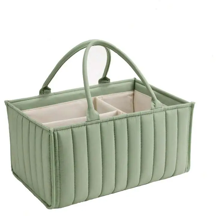 Nappy Caddy, Stylish Baby Diaper Caddy Basket, Organizer for Diapers & Baby Essentials | Perfect Baby Shower Gift-Green baby  organiser