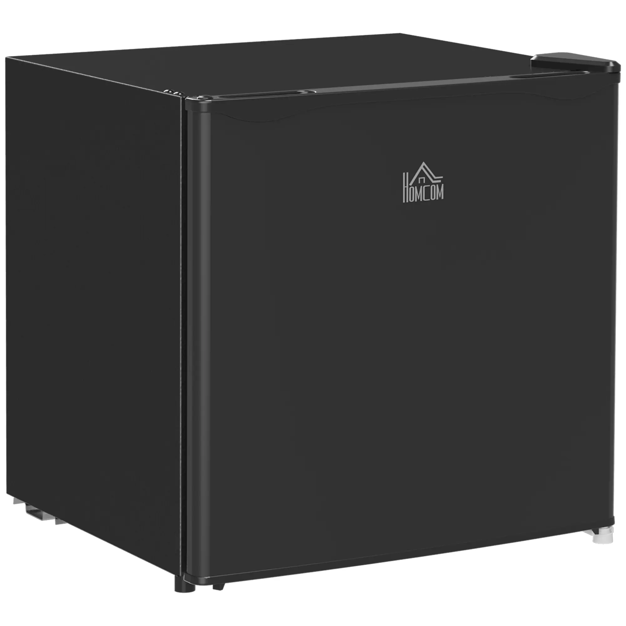 HOMCOM 46 Litre Table Top Fridge, Counter Top Fridge with Chiller Box, Adjustable Temperature, Reversible Door, Mini Fridge for Bedrooms, Home Office, [Energy Class F], Black