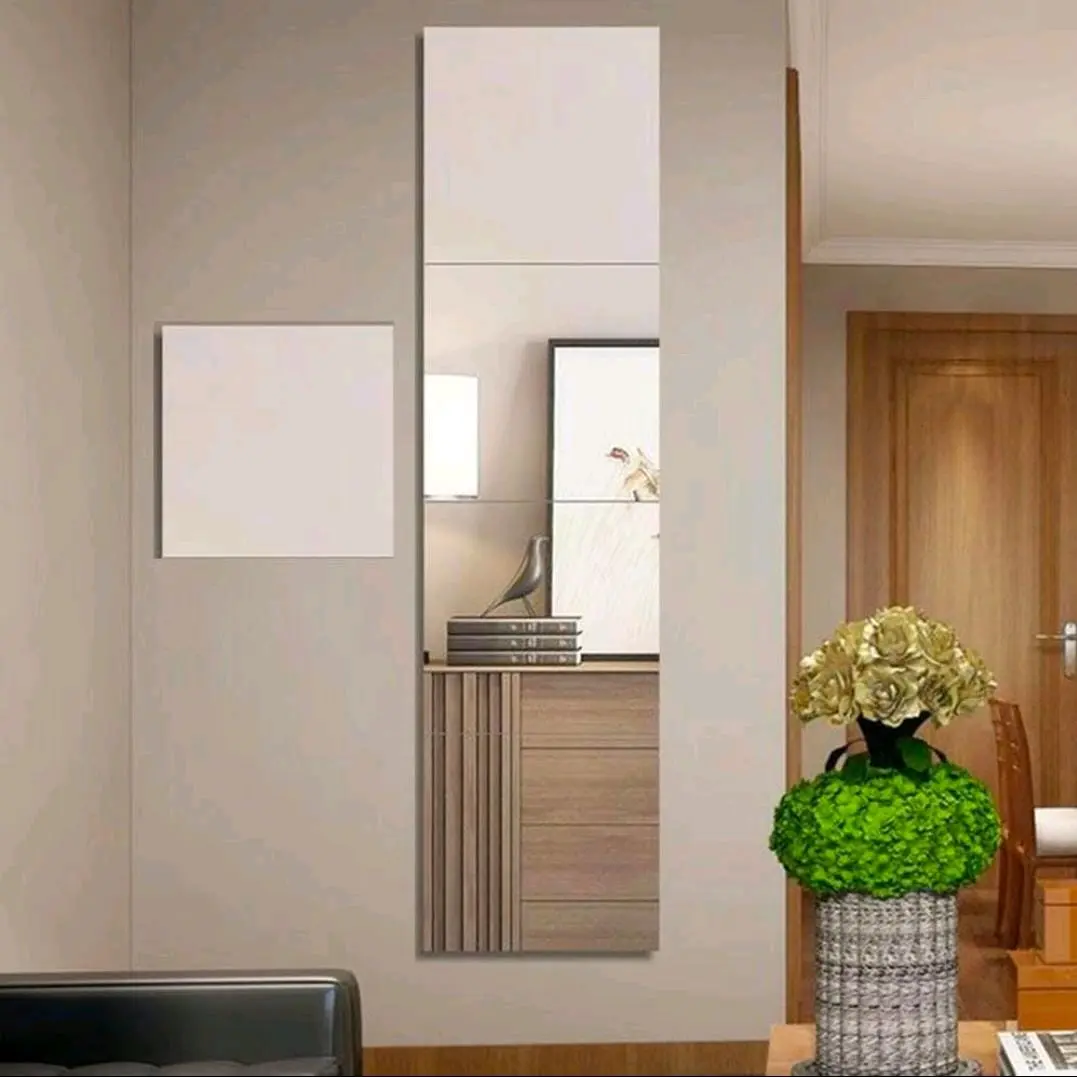 Durable and Decorative Acrylic Square Mirror Wall Stickers for Room and Office Decor, Set Smooth and easy to install/ remove, Installation Removable