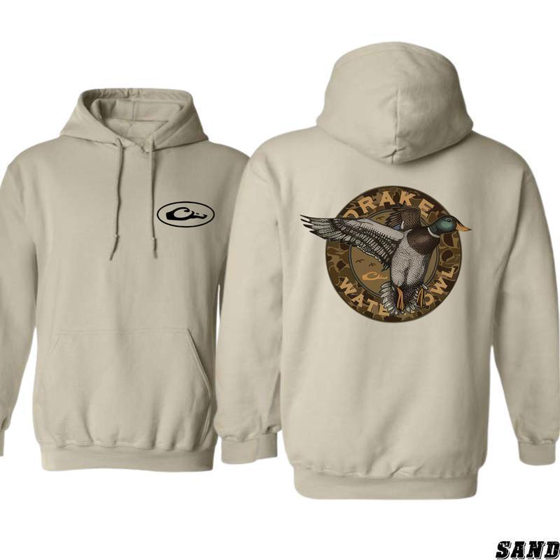 Product Introduction of Drake Waterfowl 2 Sides Hoodie/Sweatshirt/T-Shirt, Bold Flying Duck and Camo Design, Perfect for Waterfowl Hunters and Outdoor Enthusiasts 42
