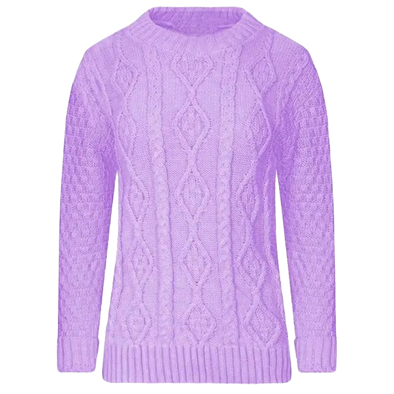 Women’s Jumpers Cable Knit Long Sleeve Jumper Chunky Knitted Winter Sweater Ladies Crew Neck Pullover Jersey Top Size UK 8-26 Knitwear Casual Comfortable Womenswear Fit Essential long  sleeve Jeans Medium Simple Slim Basic Crewneck 7