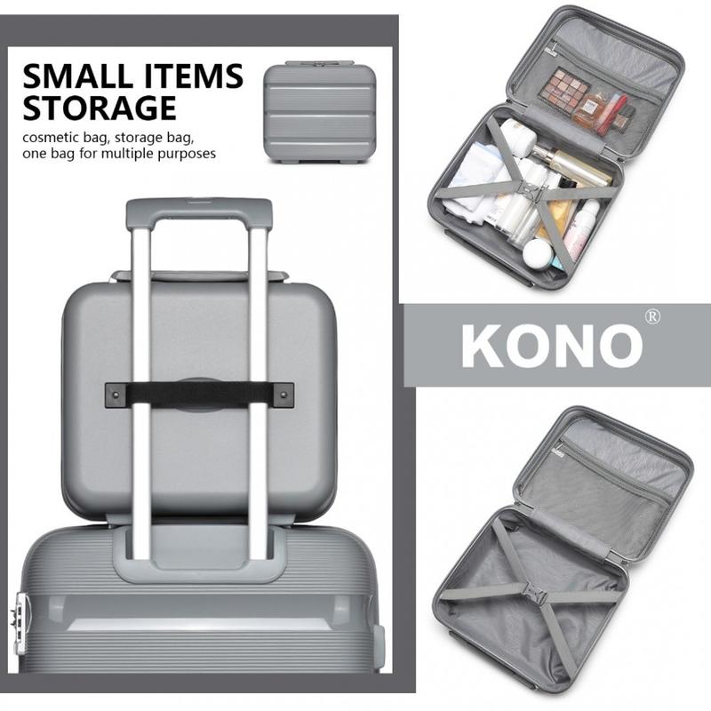 [MissLulu Bags] Bright Candy Design Hard Shell Polypropylene 20''/24''/28'' Suitcase with TSA Lock and 14'' Vanity Case Classic Collection - Grey 4